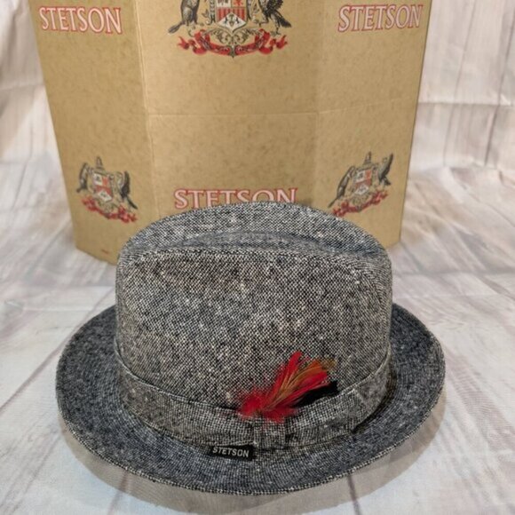 STETSON Vintage Norfloc Grey SFH1335 Fedora Hat Size Medium - Picture 2 of 11